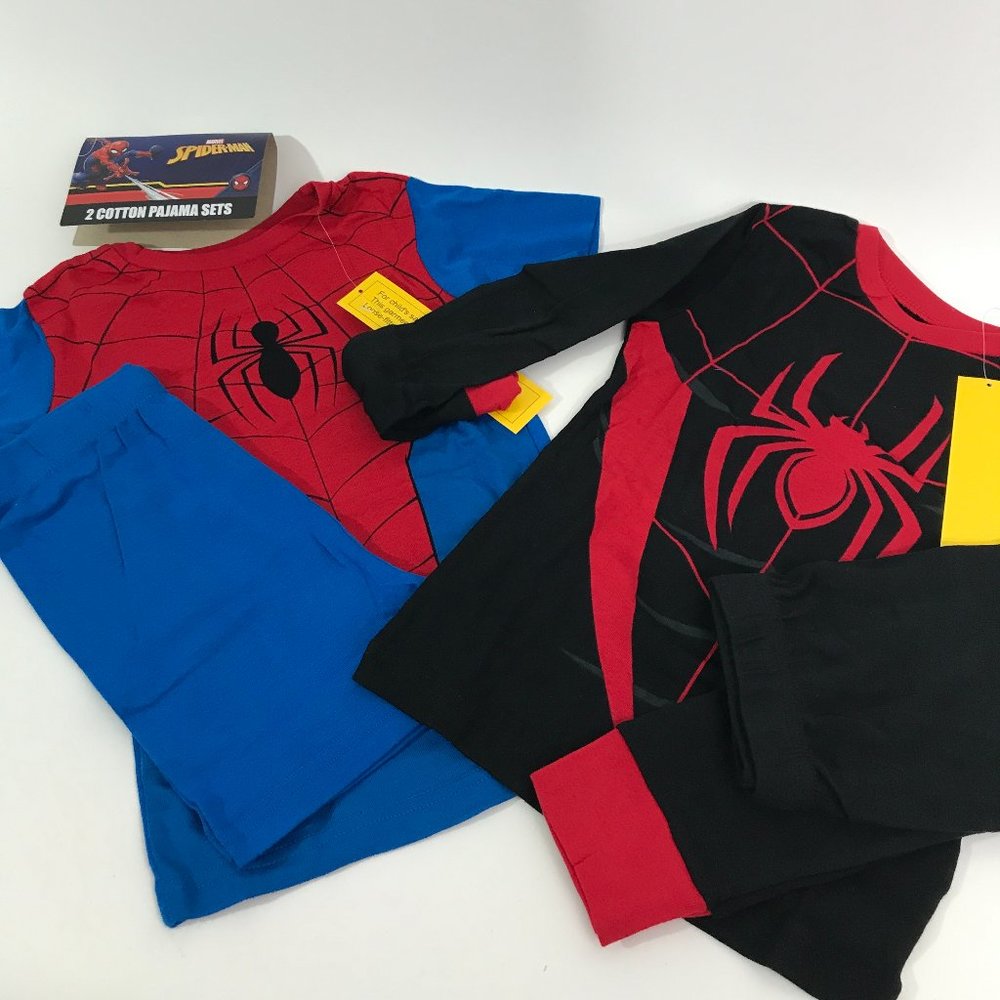 Boys 2 Cotton Spiderman Pajama Sets Size: 8